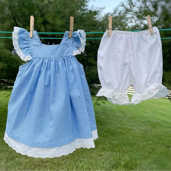 Vintage Other - Vintage Carter’s Blue Swiss Dot Dress w/Bloomers.